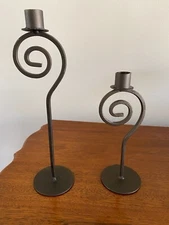 Pair of Vintage Art Nouveau Wrought Iron Candle Holders