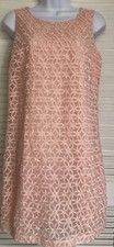 Ann Taylor Loft Petites Peach Floral Lace Overlay Sleeveless Dress, 8P