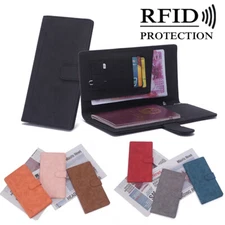 Men Women RFID Blocking Passport Holder ID Card Holder Travel Organizer Wallet