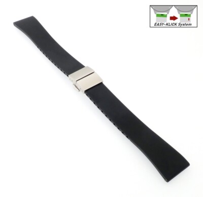 Easy-Klick Premium FKM-Kautschuk Uhrenarmband Modell Rostock schwarz 22 mm