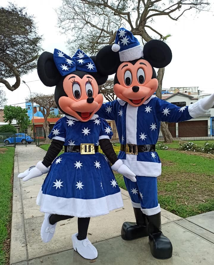 Mascotte Topolino Minnie Deluxe Christmas Blu costume professional