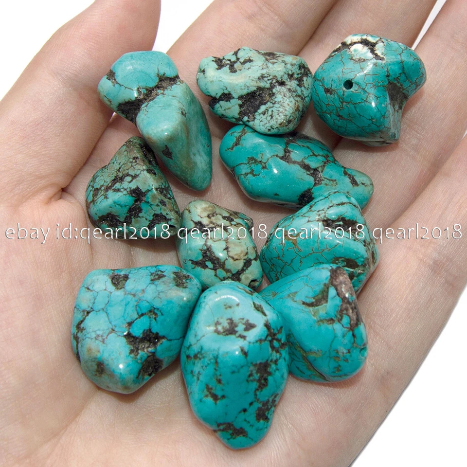 10 Piezas Turquesa Natural 18-30mm Irregular Forma Libre Pepitas Gemas Cuentas Sueltas Foto 4 de 4