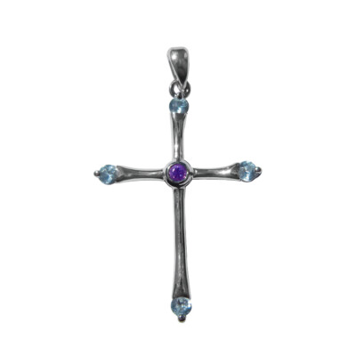 Authentic 925 Sterling Silver Cubic Zirconia Roman Cross Religious ...