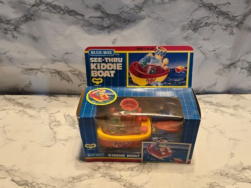 VINTAGE WIND UP KIDDIE BOAT BLUE BOX SEE-THRU NEW