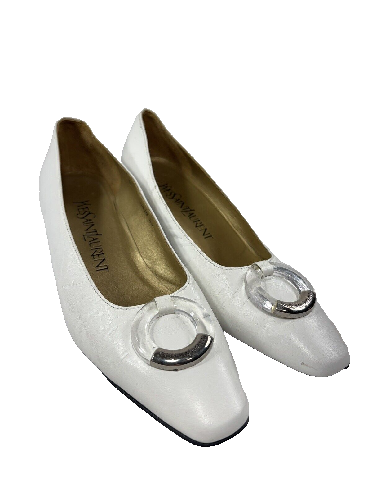 Saint Laurent decolte tacco bianco pelle taglia 5