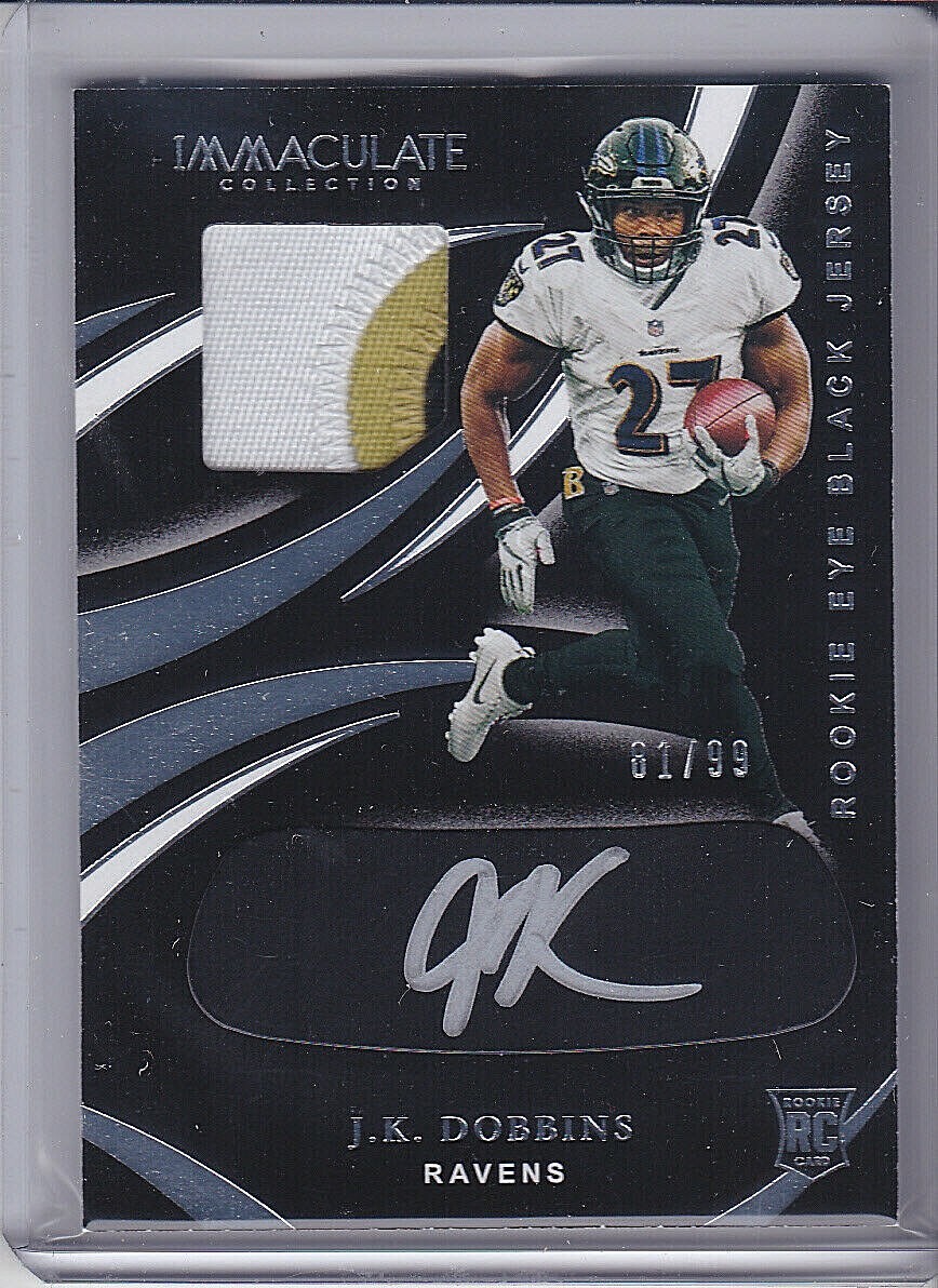 2020 Panini Immaculate Eye Black Jersey Auto RC JK DOBBINS 81/99 Ravens