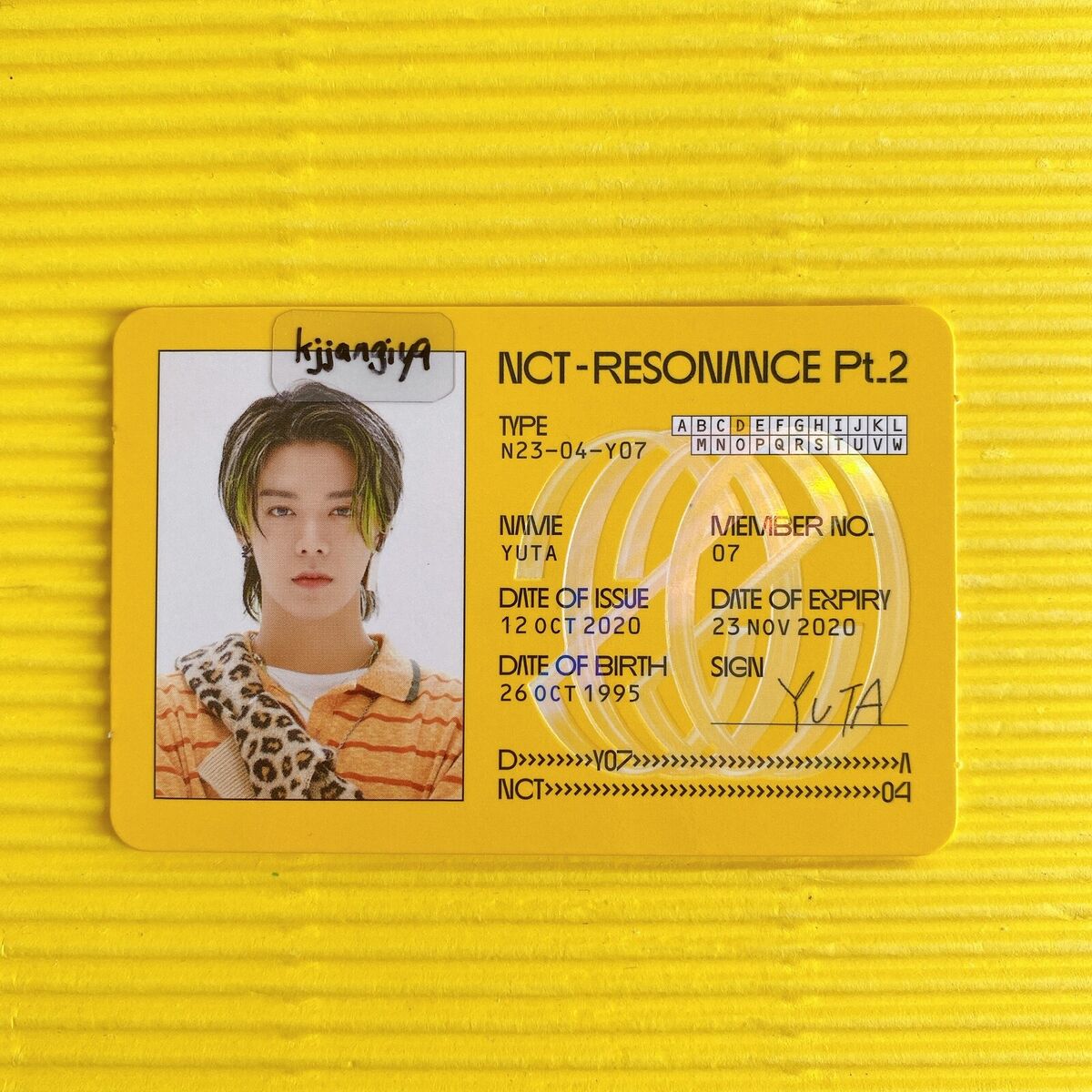 NCT 2020 YUTA Resonance Pt.2 Departure OFFICIAL ID Card NCT 2020 YUTA Resonance Pt.2 Departure OFFICIAL ID Card