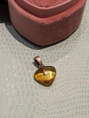Ernst Stein Heart Pendant Brown Natural Amber Gift Idea for Women
