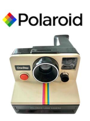 Vintage Original Polaroid OneStep White Rainbow Stripe Land Camera