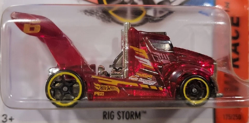 2014 Hot Wheels #175 HW Race X-Racers RIG STORM Red Variant/Black OH5 Spoke L30 - Image 3 of 4