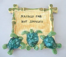 Ben Diller Ceramic Sea Turtle Kauai Hawaii Signed 2003 Mahalo For Not Smoking