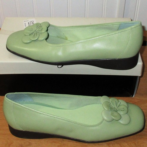 Easy Spirit Green Leather Flats Slip On Square Toe Floral Easter Shoes Womens 10 - Picture 22 of 24
