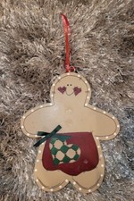 Gingerbread Girl Christmas Wall Plaque Sign Decoration 8.5 x 7.5