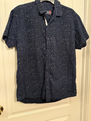 constellation dress shirt Constellation Short Sleeve Men Button Up Shirt, Space Stars Universe Print Casual Buttoned Down Summer Collared Dress Shirt 4XL