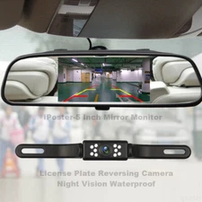 Wired Car Backup Camera Rear View Parking System Night Vision 5" Mirror Monitor