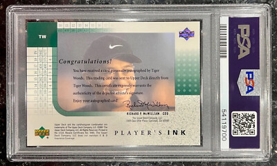 2001 Upper Deck - Player's Ink Tiger Woods #TW (AU, RC) for sale