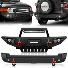 Front /Rear Bumper W/ D-rings&LED Lights For 2007-2014 Toyota FJ Cruiser 1st Gen