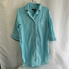 Lauren Ralph Lauren Women s Pajama Sleep Shirt Sz S Polka Blue 100 Cotton