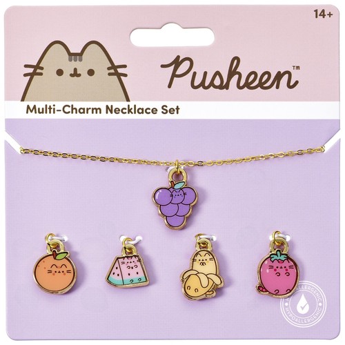 Pusheen The Cat Multi Charm Fruits Themed Necklace Set