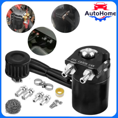 #ad Oil Catch Can Kit Reservoir Baffled Tank with Breather Filter Universal Aluminum $17.98