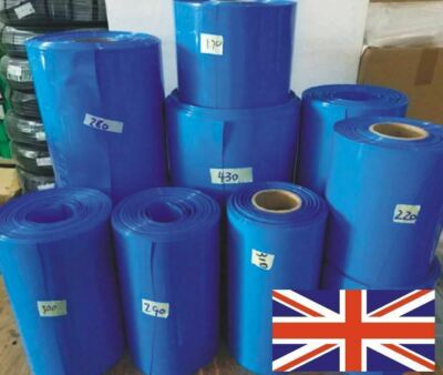 Schrumpfschlauch Schlauch Wickelhülse blau Breiten 30 mm bis 640 mm UK-Verkäufer UK-Bestand