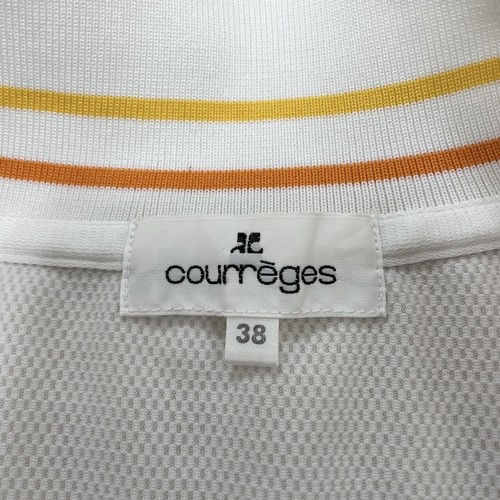 Courreges Logo Zipper Mesh Jersey White Woman Size 38 XS/S Sport Stretch Japan - Picture 13 of 15