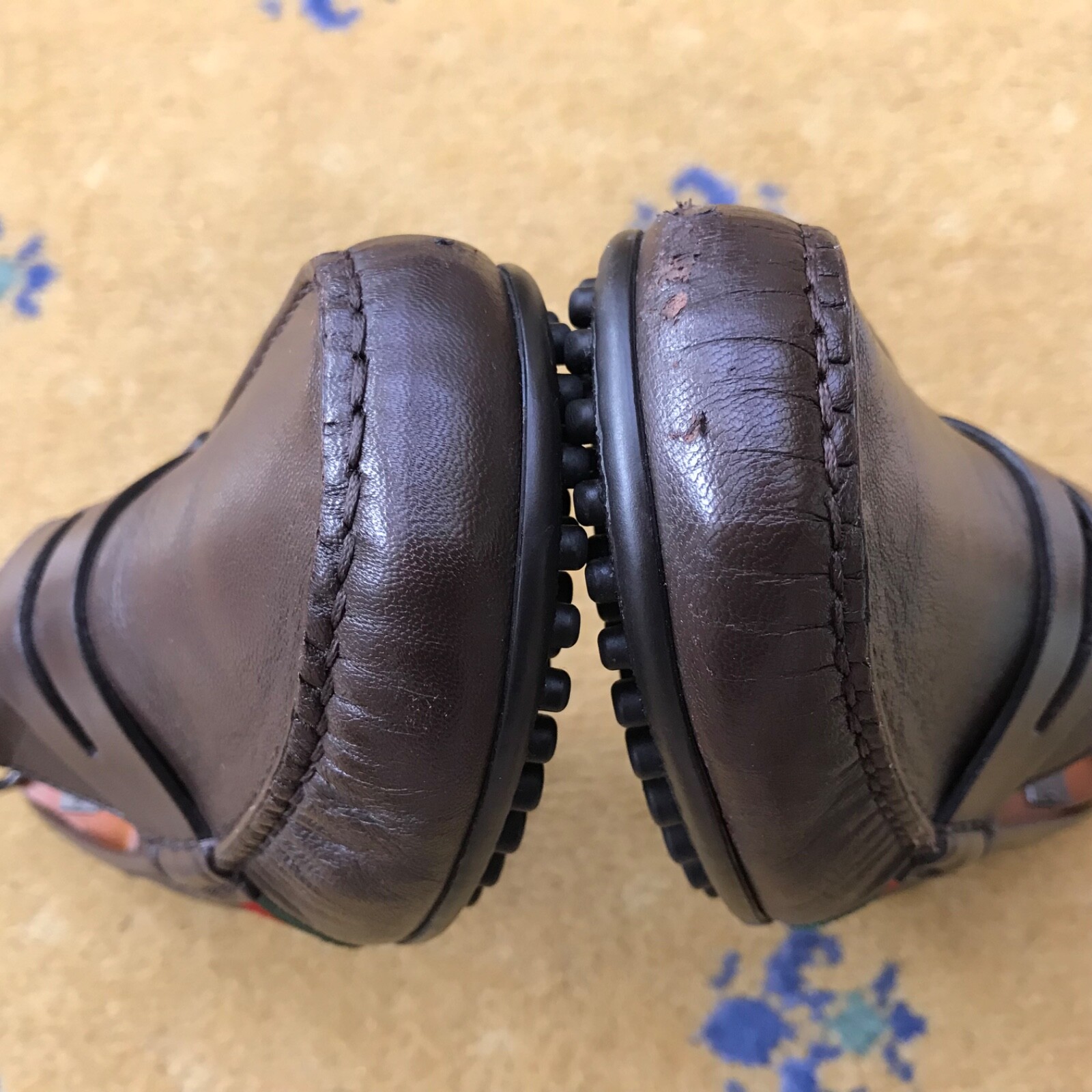 Gucci Loafers Shoes Drivers Brown Leather Mens UK 5.5 US 6.5 39.5 Web Green Red thumbnail 8