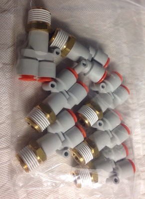 Lot Of 7, SMC Y Branch Tee 3/8'' Tube X 1/2'' Npt, KQ2U11-37S, KQ2U1137S , X#57