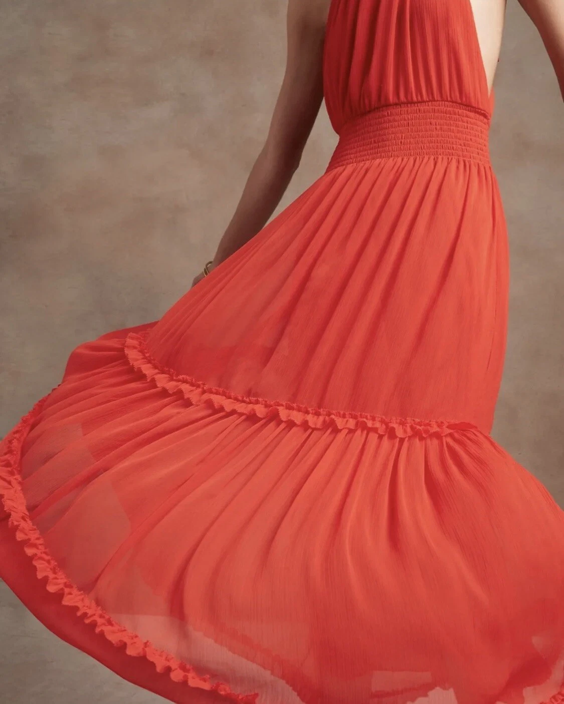 ABITO NUOVO CON ETICHETTE REPUBBLICA BANANA ARRICCIATO MAXI FESTA VACANZE VALENTINO TAGLIA XL ROSSO