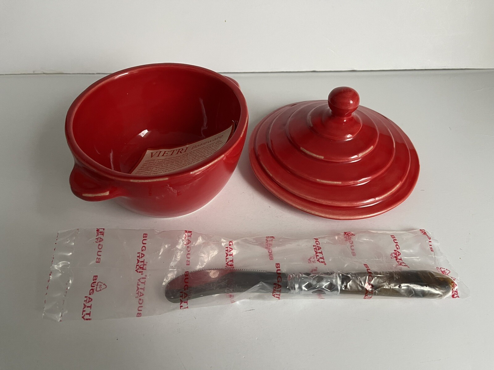 VIETRI Never Used Bakeware Made in Italy Red Bowl New BUGATTI Spreading Knife eBay