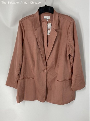 DR2 Womens Salmon Pink Long Sleeve Single-Breasted One-Button Blazer ...
