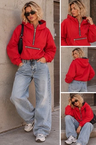 Guess 90’s Y2K Anorak Cropped Pullover Wind Lbreaker  - product listing photo
