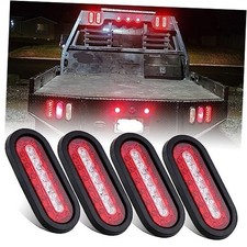 4Pcs 6Inch Oval Led Trailer Tail Lights with Backup Reverse Lights Red Stop