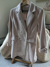 Shein Women's Double Breasted Blazer Longer Length Size S Warm Beige Classic