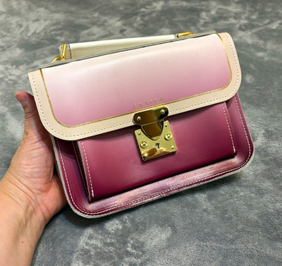 GRAFEA Mini Satchel Mulberry Pink White Gold Gradient Top Handle Bag England