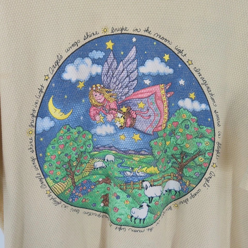 Vintage Bobbie Brooks Cotton Angels Wings Shine Graphic T-Shirt Beige - Image 3 of 4