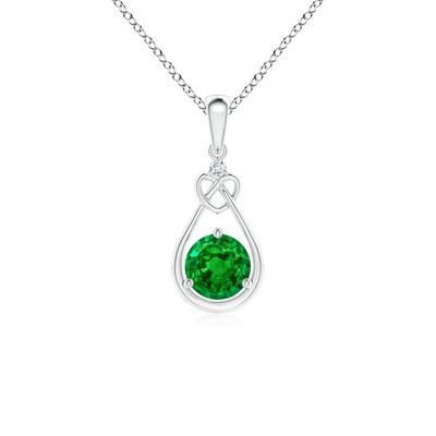 Angara 0,46 ct natürlicher Smaragd Anhänger Halskette mit Diamant für Frauen in Silber