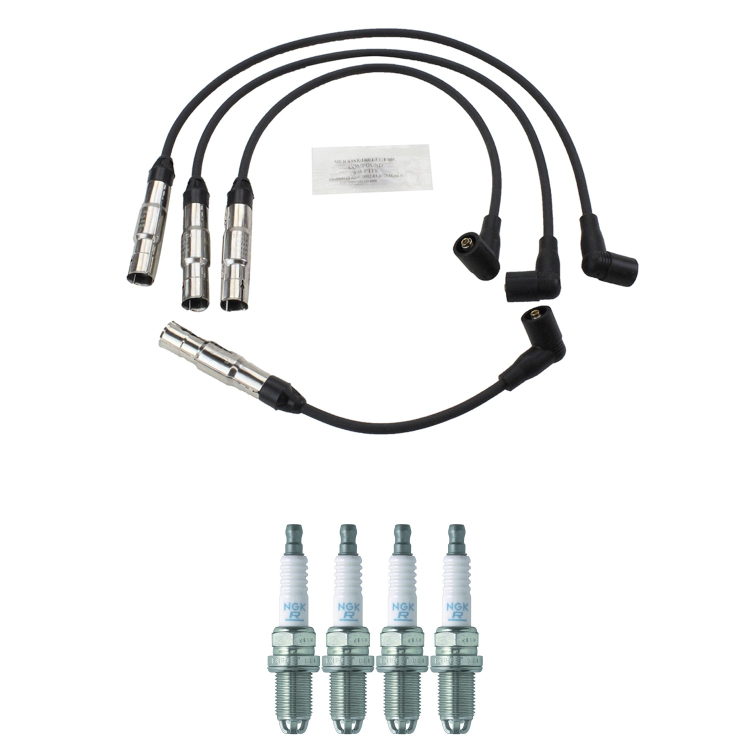Denso Ignition Wires and NGK Spark Plugs Kit for Volkswagen Golf Beetle 2.0L L4