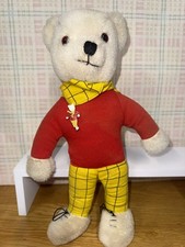 Vintage rupert the bear teddy bear  with Pin Badge