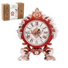 Rnfinewow 3D Wooden Puzzles for Adults, 3D Puzzles Flame Flower Clock Kit with