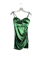 Emerald Green Satin Bodycon Mini Dress Size S