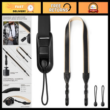 Classic Leather Camera Strap, Quick Release Sling Neck for DSLR SLR Photography