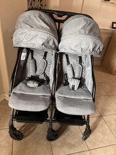 Mompush Double Lightweight Gray Stroller Folding Rubber Tires