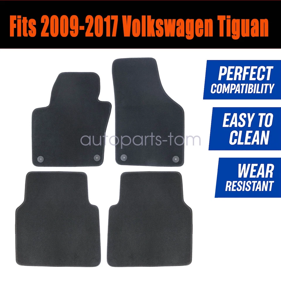 For 2009-2017 Volkswagen Tiguan Front & Rear Floor Mats Carpet Waterproof 4PCS - Изображение 3 из 4
