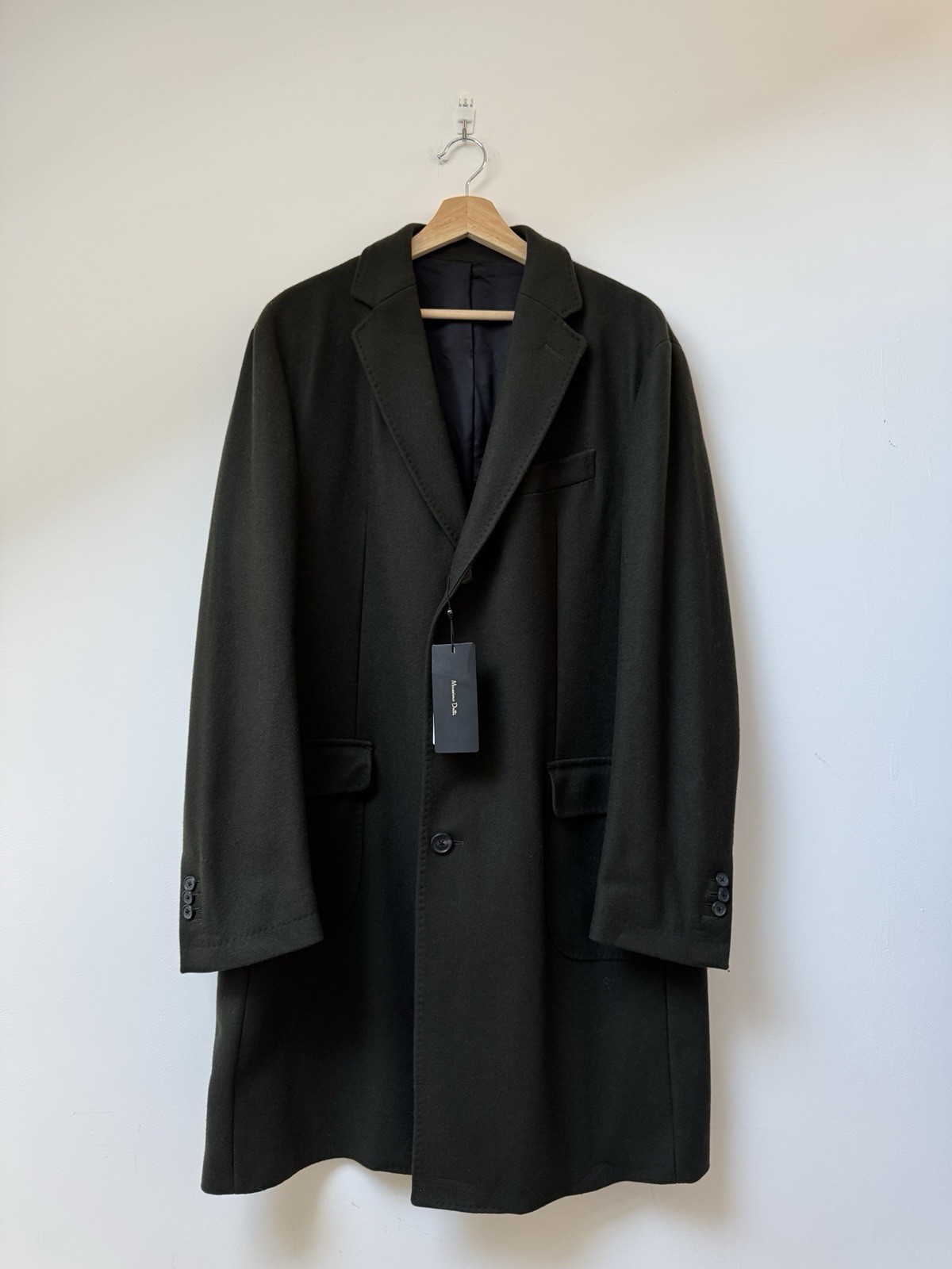 Massimo Dutti Men’s Khaki Green Wool Coat EU52 UK42 L/XL Brand NEW designer image 7