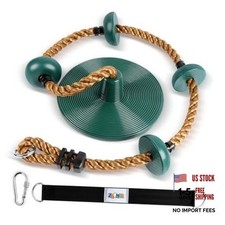 Climbing Rope with Platforms and Disc Swing Seat Set Green Disc Swing Seat