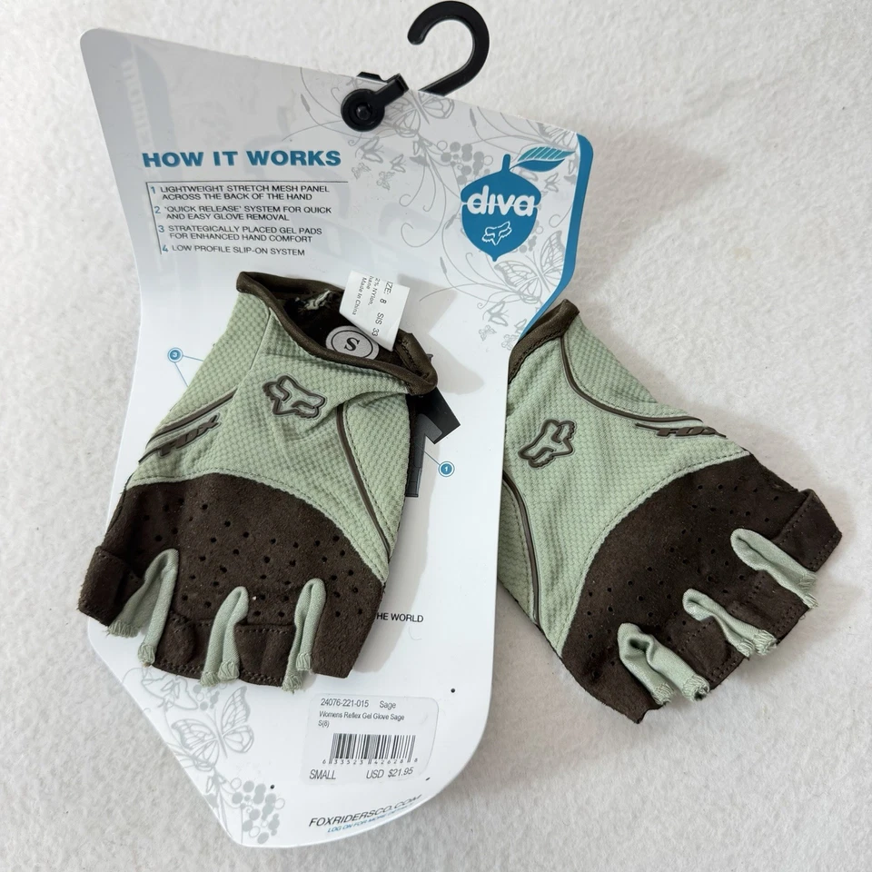 Fox Racing Women's Gel Gloves MX/Motocross Off-road Riding Dirt Bike Small Green - Image 2 of 4