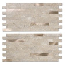 Yipscazo 20 Sheets Peel and Stick Stone Metal Backsplash, PVC Wall Tiles Stic...