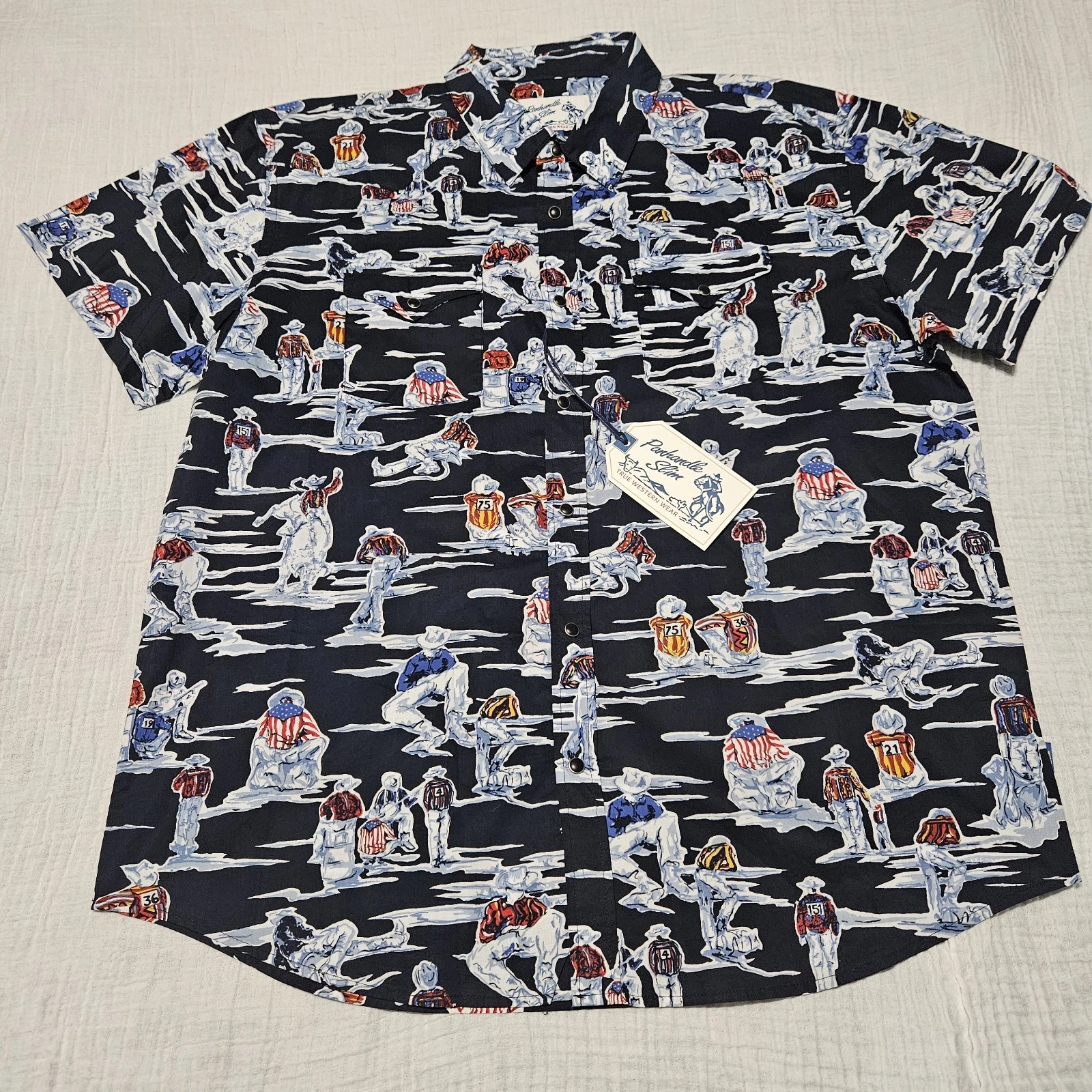 Panhandle Slim Men's Black Rodeo Vaquero Print Western Snap Shirt - New With...