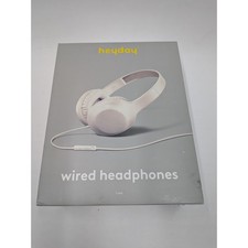 heyday White Wired Headphones 3.5mm Aux Plug Comfort Fit Microphone Remote